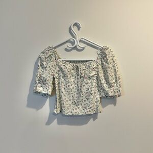 Pellucid | Pixie floral bustier top women xsmall chiffon puff sleeves sweetheart